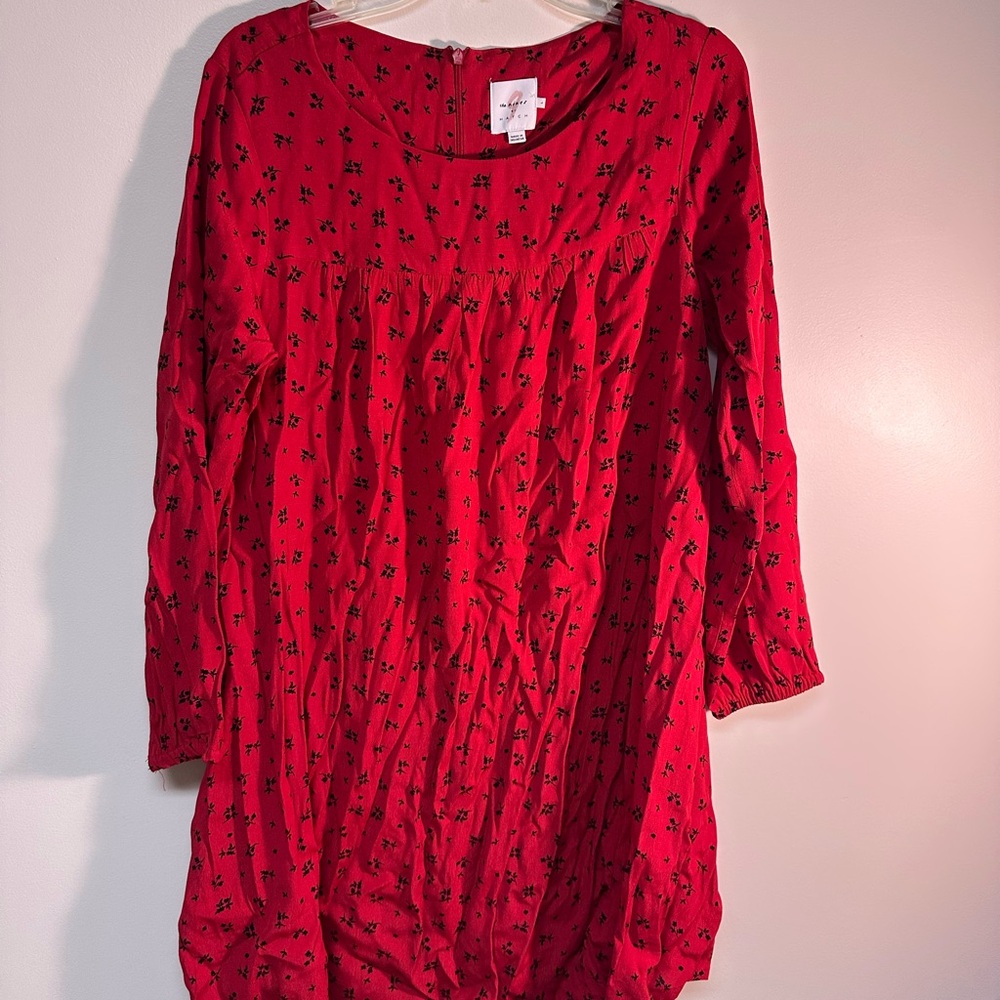Hatch Scarlet Dress with Black Floral Design